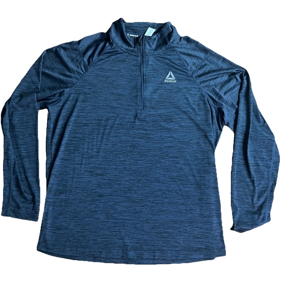 Reebok Men's Quarter Zip Pullover XL Navy Long Sleeve Athletic Training Shirt